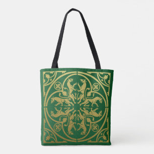 Mediaeval Renaissance Herald Lion Leopard Metallic Tote Bag