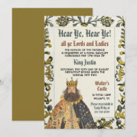 Mediaeval Renaissance King Birthday Invitation