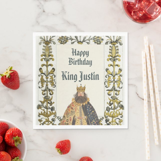 Mediaeval Renaissance King Birthday Invitation Napkin (Insitu)