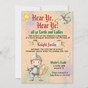 Mediaeval Renaissance Knight Birthday Invitation