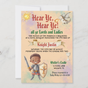 Mediaeval Renaissance Knight Birthday Invitation