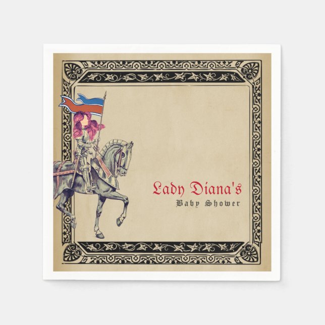 Mediaeval Renaissance Knight Renfaire Baby Shower Napkin (Front)