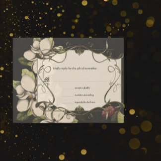 Mediaeval Renaissance Magnolia Wedding RSVP Card