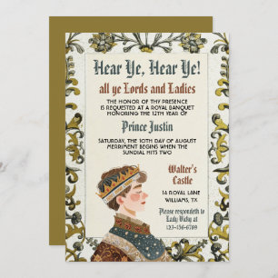 Mediaeval Renaissance Prince Birthday Invitation