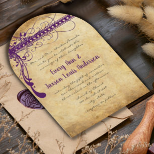 Mediaeval Renaissance Purple Faux Parchment Invitation
