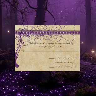 Mediaeval Renaissance Purple Faux Parchment  Invitation