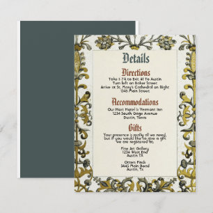 Mediaeval Renaissance Royal Wedding Details Card