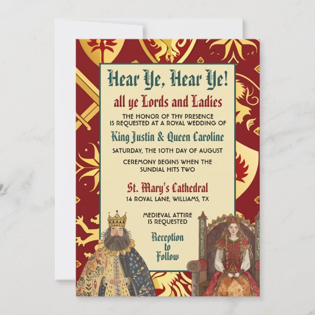 Mediaeval Renaissance Royal Wedding Invitation (Front)
