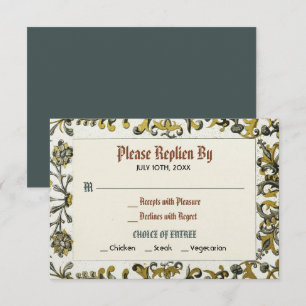 Mediaeval Renaissance Royal Wedding Rsvp Card