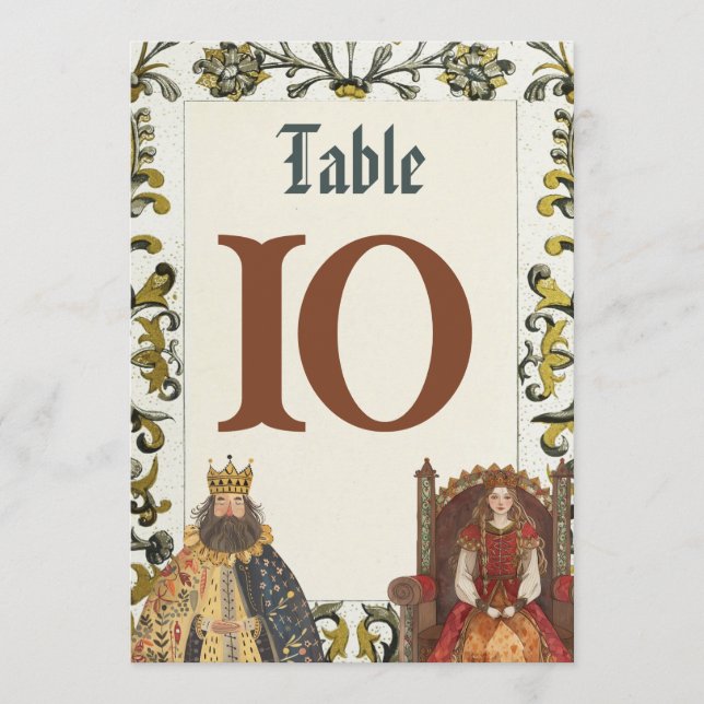 Mediaeval Renaissance Royal Wedding Table Numbers (Front)