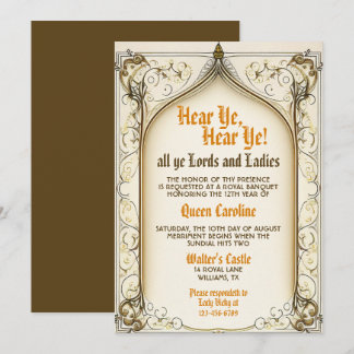 Mediaeval Renaissance Rustic Birthday Invitation