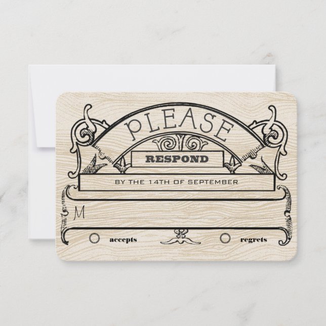 Mediaeval Renaissance Rustic Wood Pattern RSVP Card (Front)