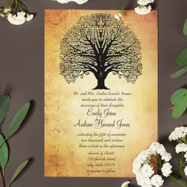 Mediaeval Renaissance Swirl Tree Wedding  Invitation (Creator Uploaded)