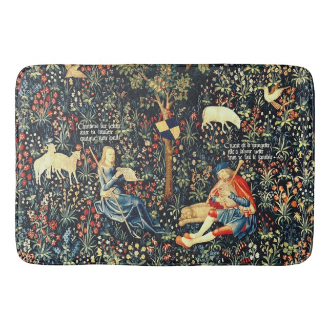 Mediaeval Renaissance Tapestry  Shepherds and Shee Bath Mat (Front)