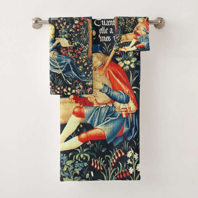 Mediaeval Renaissance Tapestry  Shepherds and Shee Bath Towel Set (Insitu)