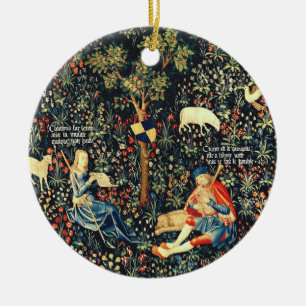 Mediaeval Renaissance Tapestry Shepherds and Shee Ceramic Tree Decoration