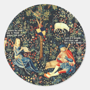 Mediaeval Renaissance Tapestry  Shepherds and Shee Classic Round Sticker