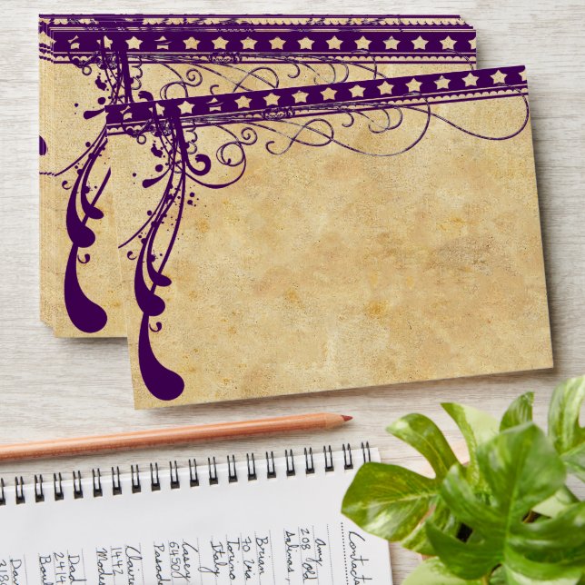 Mediaeval Renaissance Ultra Violet Purple Wedding Envelope (Stacked)