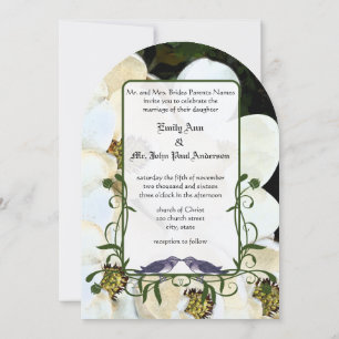 Mediaeval Renaissance Vintage Bird Magnolia Weddin Invitation