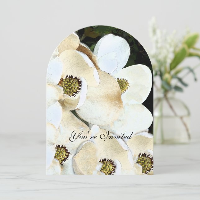 Mediaeval Renaissance Vintage Bird Magnolia Weddin Invitation (Standing Front)