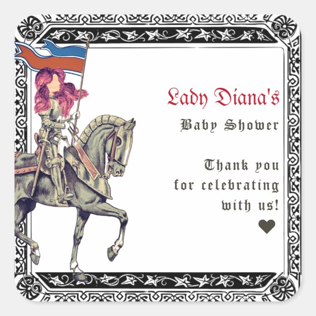 Mediaeval Renaissance W Knight Renfaire Baby Showe Square Sticker (Front)