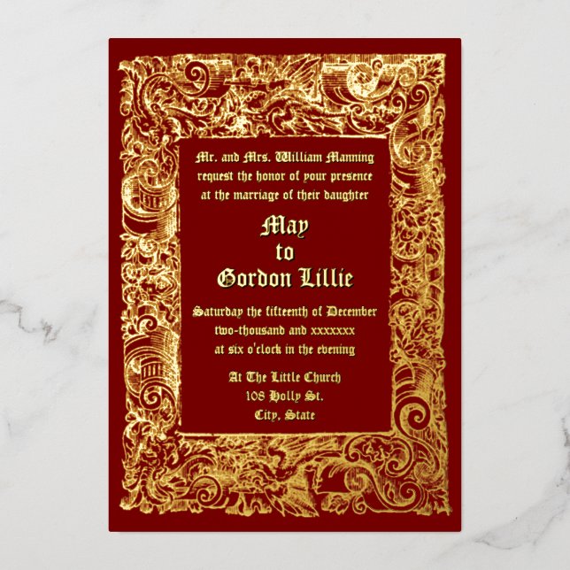 Mediaeval Renaissance Woodblock Border Wedding (Front)