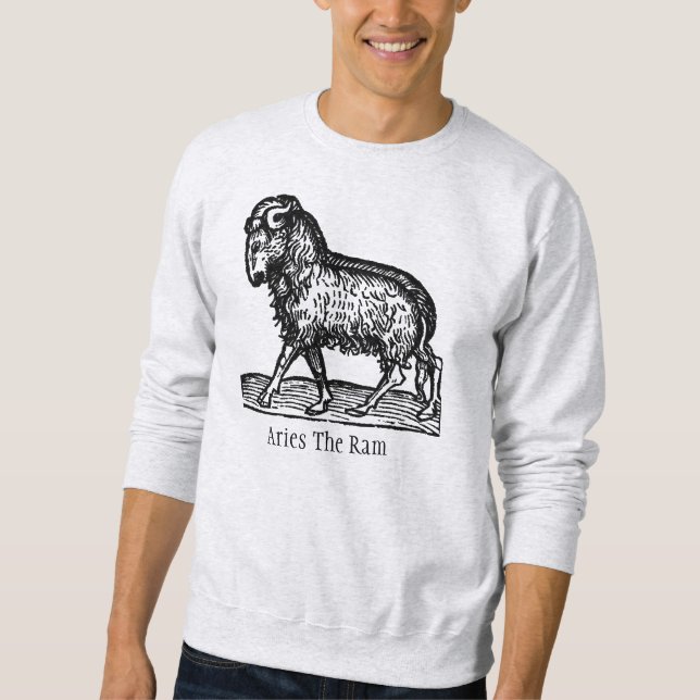 Mediaeval Renaissance Zodiac Symbol Aries Ram Sweatshirt (Front)