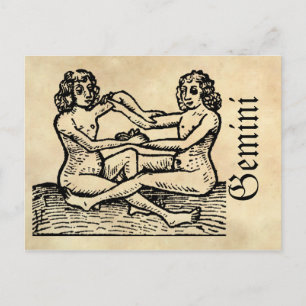 Mediaeval Renaissance Zodiac Symbol Gemini Postcard
