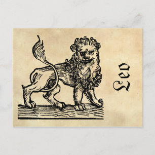 Mediaeval Renaissance Zodiac Symbol Leo The Lion Postcard