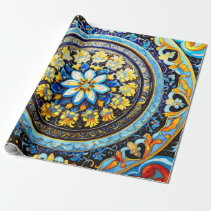 Mediaeval Roman Italian Spanish Floral Decoupage Wrapping Paper