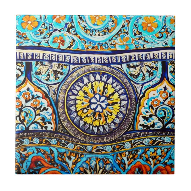 Mediaeval Roman Italian Spanish Majolica Floral Tile (Front)