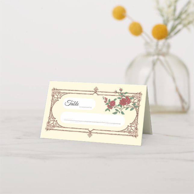 Mediaeval Romantic Wedding Folded Place Card (Front)