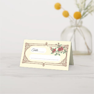 Mediaeval Romantic Wedding Folded Place Card