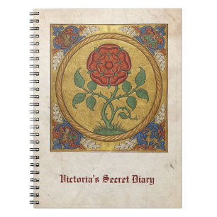 Mediaeval Rose Botanical Manuscript Notebook