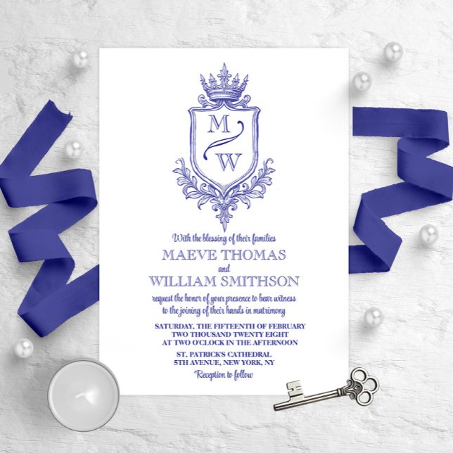 Mediaeval Royal Crest Monogram Wedding Invitation (Creator Uploaded)