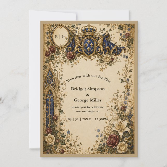 Mediaeval Royal Gothic Celtic Monogram Wedding Invitation (Front)