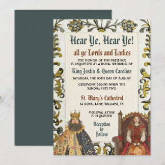 Mediaeval Royal Renaissance Wedding Invitation Car