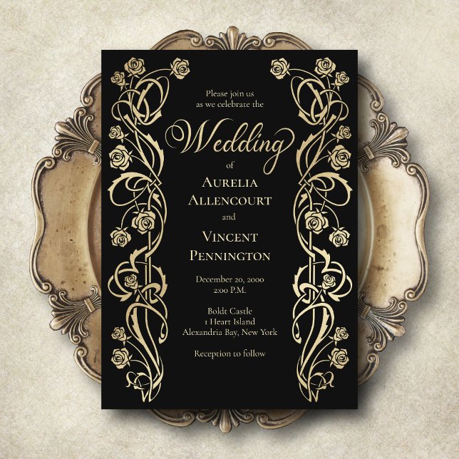 Mediaeval Royal Roses Sword Wedding Invitation (Creator Uploaded)