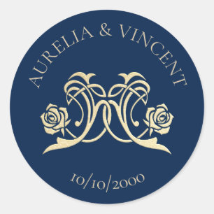 Mediaeval Royal Roses Wedding Classic Round Sticker