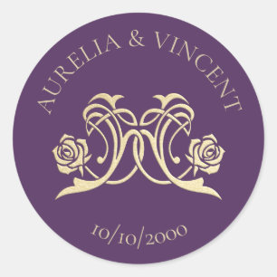 Mediaeval Royal Roses Wedding Classic Round Sticker