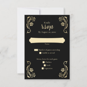 Mediaeval Royal Roses Wedding RSVP Card