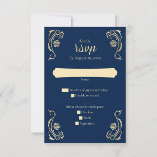 Mediaeval Royal Roses Wedding RSVP Card