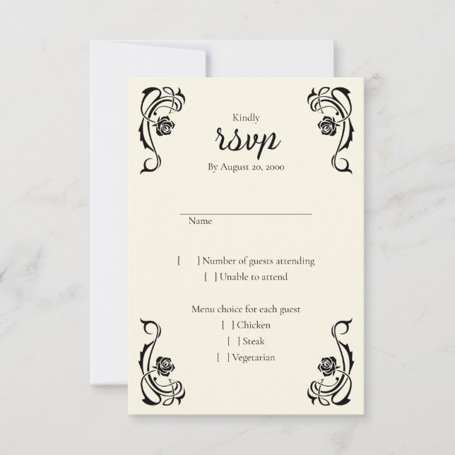 Mediaeval Royal Roses Wedding RSVP Card (Front)