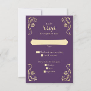 Mediaeval Royal Roses Wedding RSVP Card