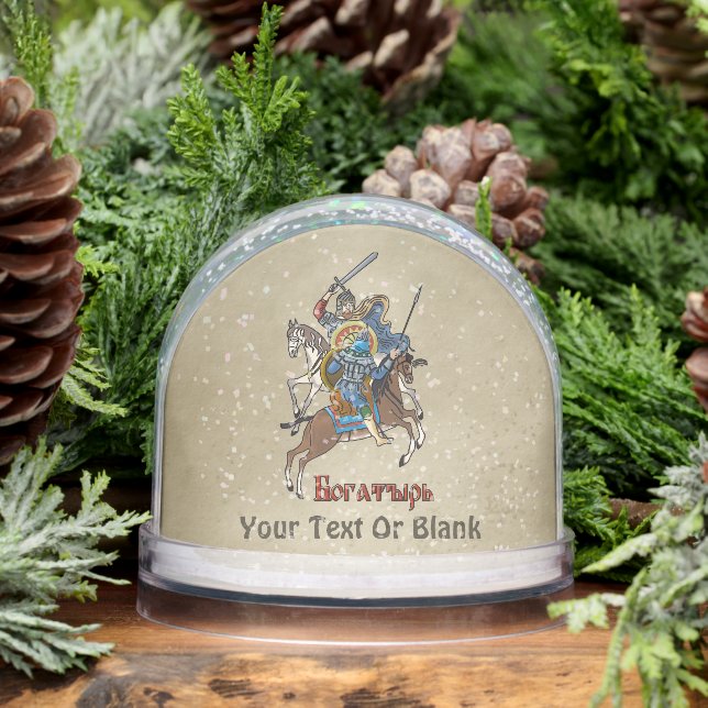 Mediaeval Russian Bogatyr Snowglobe (Winter)