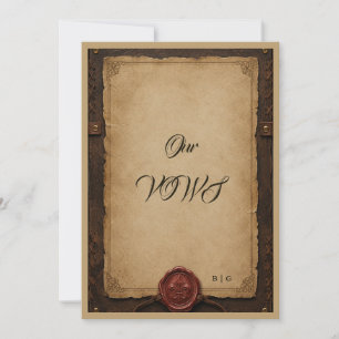Mediaeval Rustic Leather Wax Seal Wedding our vows Invitation