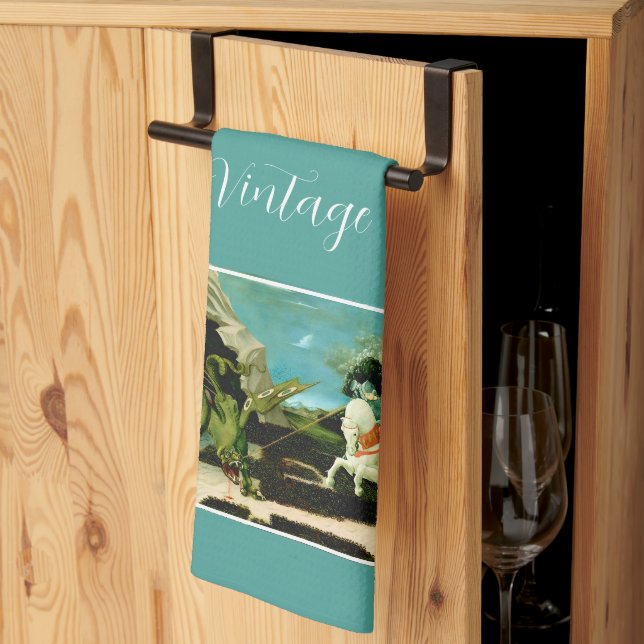 Mediaeval Saint George and the Drago Tea Towel (Thirds Fold)