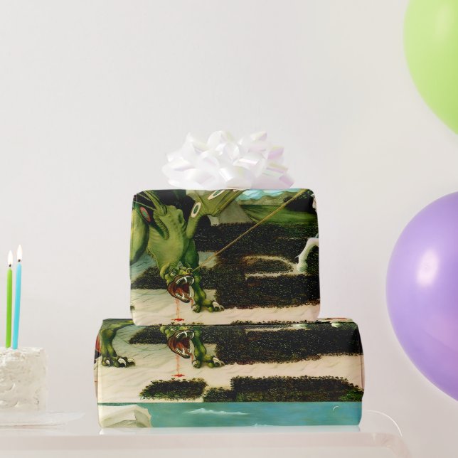 Mediaeval Saint George and the Dragon Wrapping Paper (Party Gifts)