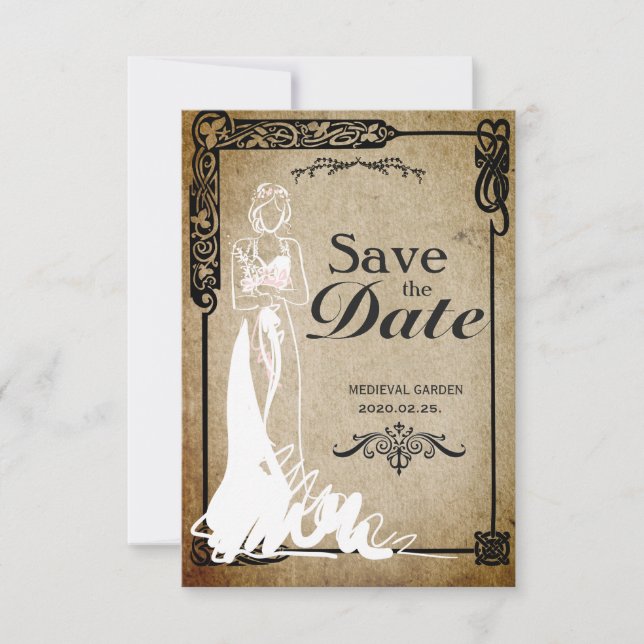 Mediaeval Save the Date bride (Front)