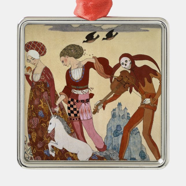 Mediaeval Scene by Georges Barbier Metal Tree Decoration (Front)